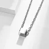 Pendant Necklaces Simple Geometric Square Customized Name DIY Stainless Steel Chain With 24Inch For Men Anniversary Gift