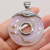 Pendant Necklaces Natural Stone Round Fashion Big Hole Agates Charms For Making DIY Jewelry Necklace Accessories 45x45mm
