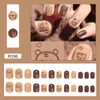 False Nails 24Pcs/Box Square Head Rich Tiger Short Fake Full Cover Press On Nail Tips Manicure Tool