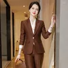 Kvinnors tvåbitar byxor Kvinnor Business Suits Formella enhetliga stilar Pantsuits Autumn Winter High Quality Fabric Ladies Office Blazers