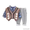 Ensembles de vêtements printemps automne enfants garçons 3 pièces ensemble de vêtements Cardigan pull gilet chemise pantalon en coton costume bébé garçons tenues