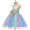 Girl Dresses Girls 2023 Summer Teenagers Bow Mesh Princess Dress Elegant Children Clothes Cake 4 8 10 Years Kids Outfit