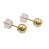 Boucles d'oreilles classiques et minimalistes, en or 18 carats, en perles, pour femmes, hommes et filles, diamètre 3, 4, 5mm, en option, véritable Au 750