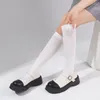Meias femininas jk preto branco longo para lolita sólido joelho alto veludo meninas moda kawaii sexy cosplay náilon S-XL