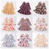 Meisje Jurken Girlymax Herfst Baby Meisjes Kinderen Kinderkleding Melk Zijde Bloemen Pompoen Print Twirl Jurk Knielengte Lange Mouw