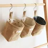 Förvaringspåsar 1 st jute bomullslinne påsar skrivbordskorg hängande ficka liten säck sundries låda med handtag kosmetik