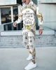 Jogging kläder 2023 Höst- och vintergeometrisk 3D-tryckning av tröja med män med huva Sportkläder Långärmad