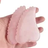 Masajeador de espalda Masajeador de cuarzo rosa Gua Sha raspador natural jadeíta cuidado de la piel masajeador para el cuerpo cara cuello espalda belleza ojo spa 230406