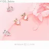 Stud Modian White Opal Cute Owl Ear Studs for Women Gift Authentic 925 Sterling Silver Rose Gold Color Stud Earring Fashion Jewelry YQ231107