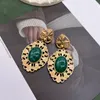 Kolczyki stadniskie filigranowe wisiorki Enaster z zieloną żywicą piersi biżuteria dla kobiet