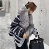 Women's Fur Faux 2023 Fashion Light Luxury Imitation Silver Fox Collar Women Coat Winter Warm Striped Temperament Y233 231107