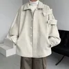 Männer Blends Gmiixder Streetwear Wollmantel 2023 Herbst Winter Minderheit Revers Jacke Amerikanischen Retro Lose Beiläufige Asymmetrische 231107