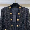 Jackets femininos de inverno punk moda feminina lantejoulas casaco de botão de rebite muito luxo