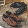 Oxford hommes chaussures affaires décontracté noir marron classique à carreaux à lacets Gentleman chaussures habillées confortables