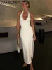 Vestidos informales Halter blanco Backless Backless Slit Prom Maxi Vestido Mujeres Summer elegante Fiesta de cumpleaños Noche Damas Termadas Vestidos largos P230407