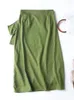 Skirts Donegirl 2023 Women Skirt Green Linen Cotton Wrap Midi Vintage Ladies High Waist Faldas Mujer Boho Ubrania Y2k Accessories