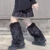 Skarpetki dla kobiet japońskie jk furry biały faux futra cieplejsza Y2K Goth Covers Covery Lady Cute Knee Length Hipster Warm Sock