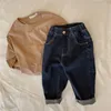 Jeans couleur unie pour enfants de style coréen jeans amples pour garçons et filles âgés de 1 à 7 ans jeans décontractés courts à la mode 230406
