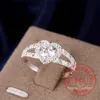 Cluster Rings 925 Sterling Silver Jewelry Vintage Crystal Love Heart Couple's Wedding For Women Fashion Anel De Prata Bijoux
