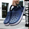 Sandals Boy Sandals Crocks Summer Hole Shoes Crok Rubber 0 Men's EVA Garden Shoes Black Beach Flat Men Sandals Slippers 230407