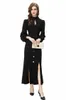Women's Runway Dresses Stand Collar Long Sleeves Sexy Keyhole Rivet Knitted Fashion Designer Mid Vestidos