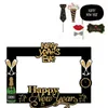 Party Decoration Happy Year 2023 Po Booth Props Cheer Black Gold Frame Gifts for Family Friends