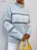 Women's Sweaters Christmas Turtleneck Snowflake Knit Loose Women Sweater Winter Fashion Warm Pullover Sweaters Casual Lady Chic All-match JumperL231107