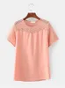 Damen-T-Shirt Sommer-T-Shirt in großen Größen mit Spitzenschnitt, genäht aus natürlichem Baumwoll- und Leinenstoff Großes, dünnes Hemd 230407