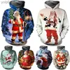 Heren Hoodies Sweatshirts Nieuwe Kerstboom Mannen En Vrouwen Paar Kerstboom Trui Kerstman Elanden 3D Hoodie Harajuku Oversize Hoodies PulloversL231107