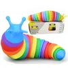 Novo simulação de tapeiras de estresse Wriggle Worm Toy Toy Sishy Slug Toys 3D Fidget Finger Slug Toy