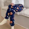 Kvinnors sömnkläder Kvinnor Sleep Pant Female Flannel Cartoon Cute Printed Pyjamas 2023 Autumn Winter Lady Plus Size Clothing Casual