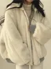 여자 재킷의 재킷 겨울 캐시미어 두꺼운 후드 후드 단편 코트 양쪽 양모 양모면 마모 y2k trf 230406