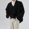 メンズセーター2023男性編み秋のジャケット韓国服ファッションプルオーバーvネックカジュアルストリート有名な特大のソリッドC28