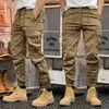 Pantaloni da uomo Skinny Cargo Autunno Uomo Slim Fit Jogger Pantaloni tattici da esterno in vita elastica con tasche multiple