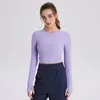 Lu Women's Yoga Outfit Sweater أعلى صالة رياضية فضفاضة غير رسمية تمامًا طاقمًا رياضيًا كبيرًا قمصان تجريب بلوزة امرأة رياضية طويلة من أجل اللياقة البدنية