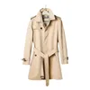 Marque qualité angleterre Style hommes Trench manteaux chaud classique Gabardine simple boutonnage moyen Long Trench manteau S-XXL