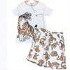 2023 Boys Fashion Casual set Summer Cotton T-shirt and Shorts set Children's alphabet print set Size 90cm-160cm B17