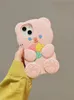 Designer Silicone Phone Case Cartoon Bear Lunette Convient pour iPhone 14 13 12 Pro max 11 14plus Soft Shell Simple Plaid Phone Case