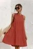 Casual Dresses Summer Women's Tank Top Dress Cotton O-Neck Sleeveless Solid Midi Dress Panel Large Swing Casual Loose Sundress Vesidos 230406