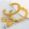 Bangle Fashion Jewelry Set For Women Design 2pcs Cuff Rings Gold Color Bracelet Adjustable Ethiopia Wedding Bridal Gift