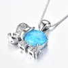 Lovely Rainbow Fire Opal Elephant Pendants 925 Silver Plated Blue Opals Necklaces For Fashion Women Crystal Wedding263V