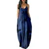 Casual Dresses Women's Party Blue Butterfly Print Sleeveless Sexy Summer Long Pullover Dress Woman Clothes Suspenders Robe VestidoCasual