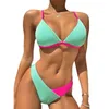 Women's Swimwear Contrast Color 2 Pieces Swimsuits Women Beachwear Push-up Bra And Thong Bottoms Bathing Suits Female Brazilian Biquinis