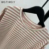 T-shirt femminile Wotwoy Summer Short Short Shirts Shirts Women Knitting Tops Casual Basic Female accogliente Magliette di cotone sciolte harajuku Shirt 230428