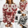Chandails pour femmes Automne/Hiver Pull imprimé à col rond Flocon de neige Haut de Noël Pull de Noël Haut tricoté ShirtL231107