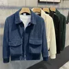 Jaquetas masculinas Jaqueta de veludo cotelê Moda coreana Casual Primavera e outono Casaco masculino de rua Casaco elegante com gola alta 2023