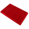 Smyckespåsar 8 Grid Velvet Frame Series Display Tray Coin Holder för NGC Box -Red