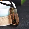 Pendanthalsband 1pc Smokey Quartz Dubbelpetsig pendent Crystal Gemstone Natural Stone Chakra Healing Crystals Halsband