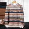 Maglioni da uomo Spesso vestiti in lana cashmere caldi strisce patchwork maglione casual o collo puro jumper a maniche lunghe