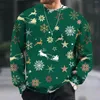 Men's Hoodies Casual Christmas Print Pullover Long Sleeve Round Collar Sweatshirt Windbreaker Outdoor